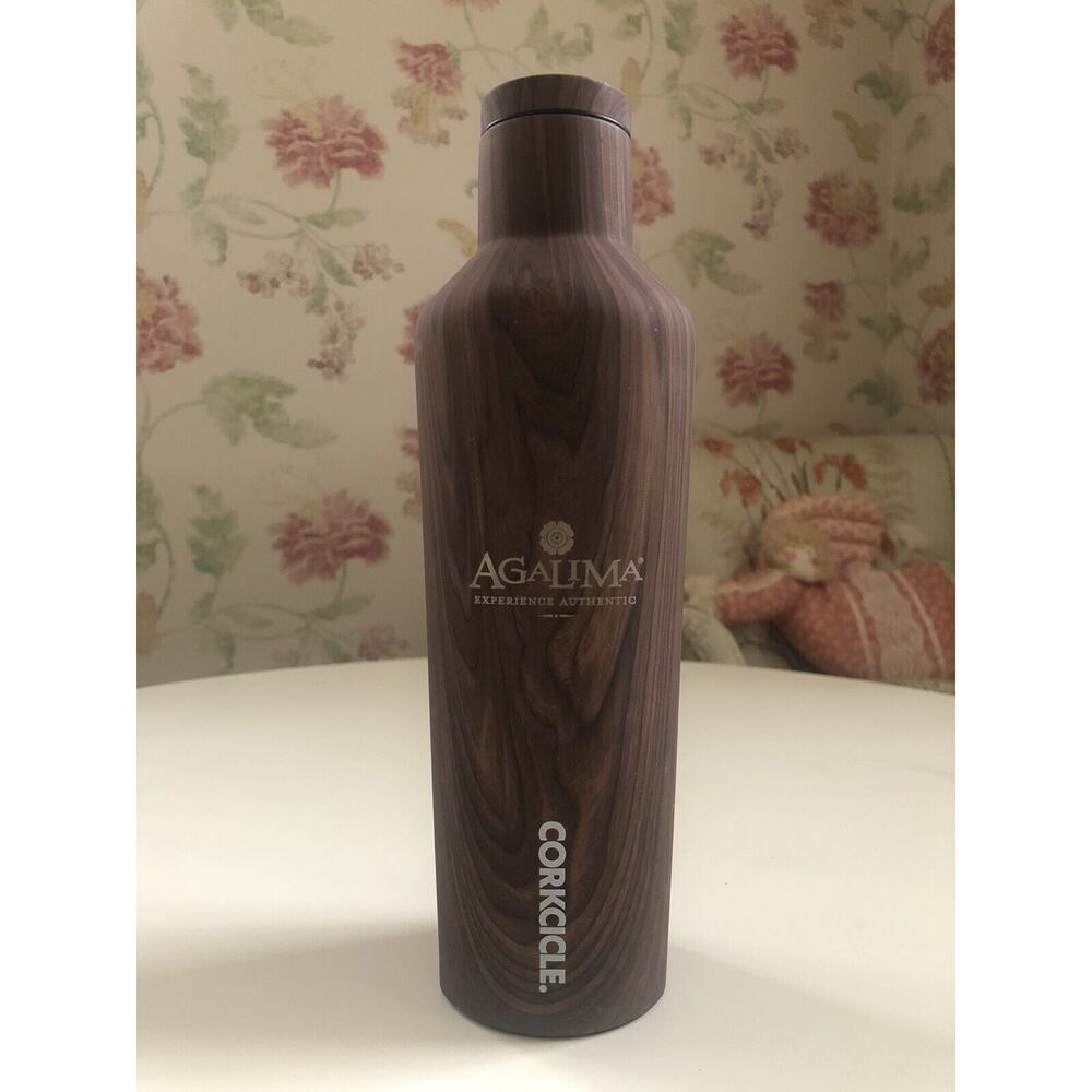 Corkcicle Tall Bottle Wood Stainless Steel Agalina Water Canteen 25oz Travel